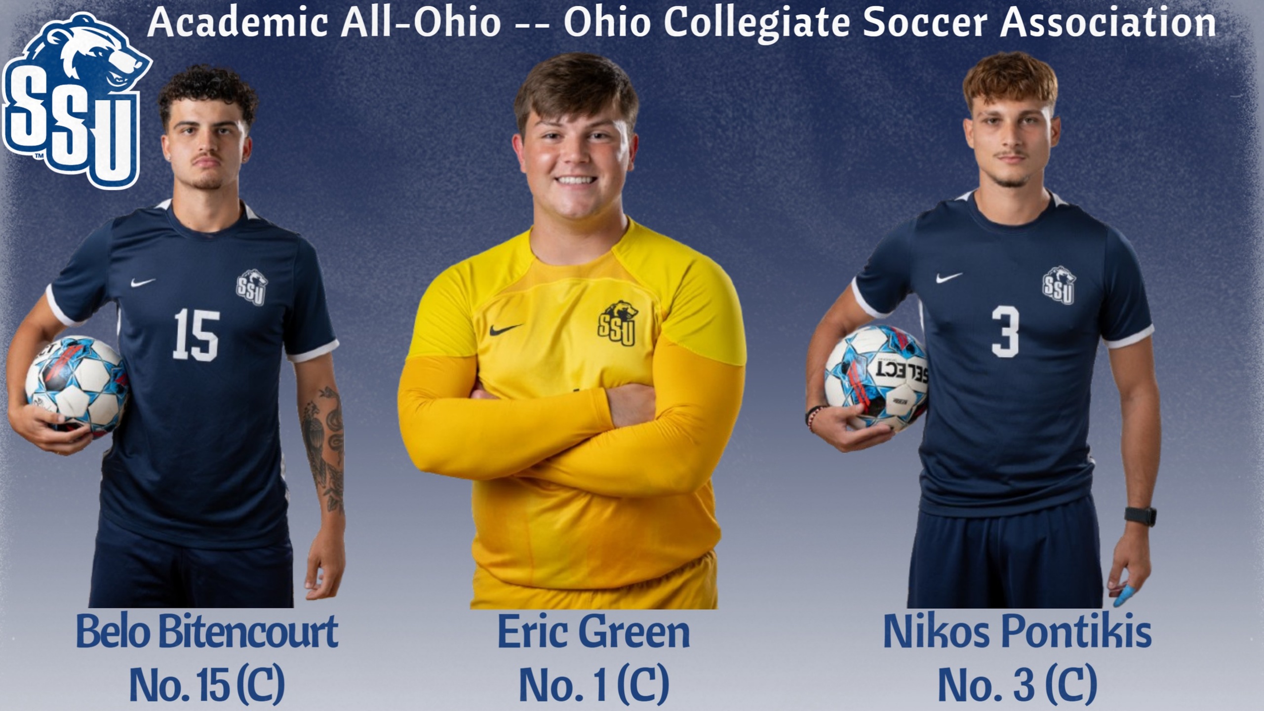 Bitencourt, Green, Pontikis named to OCSA Academic All-Ohio Team